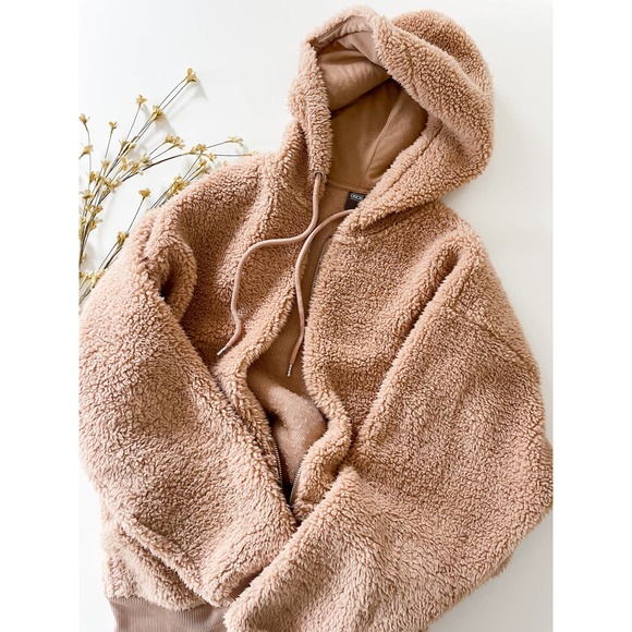 ASOS Sherpa Zip‎ Up Jacket Size XS - Picture 1 of 5